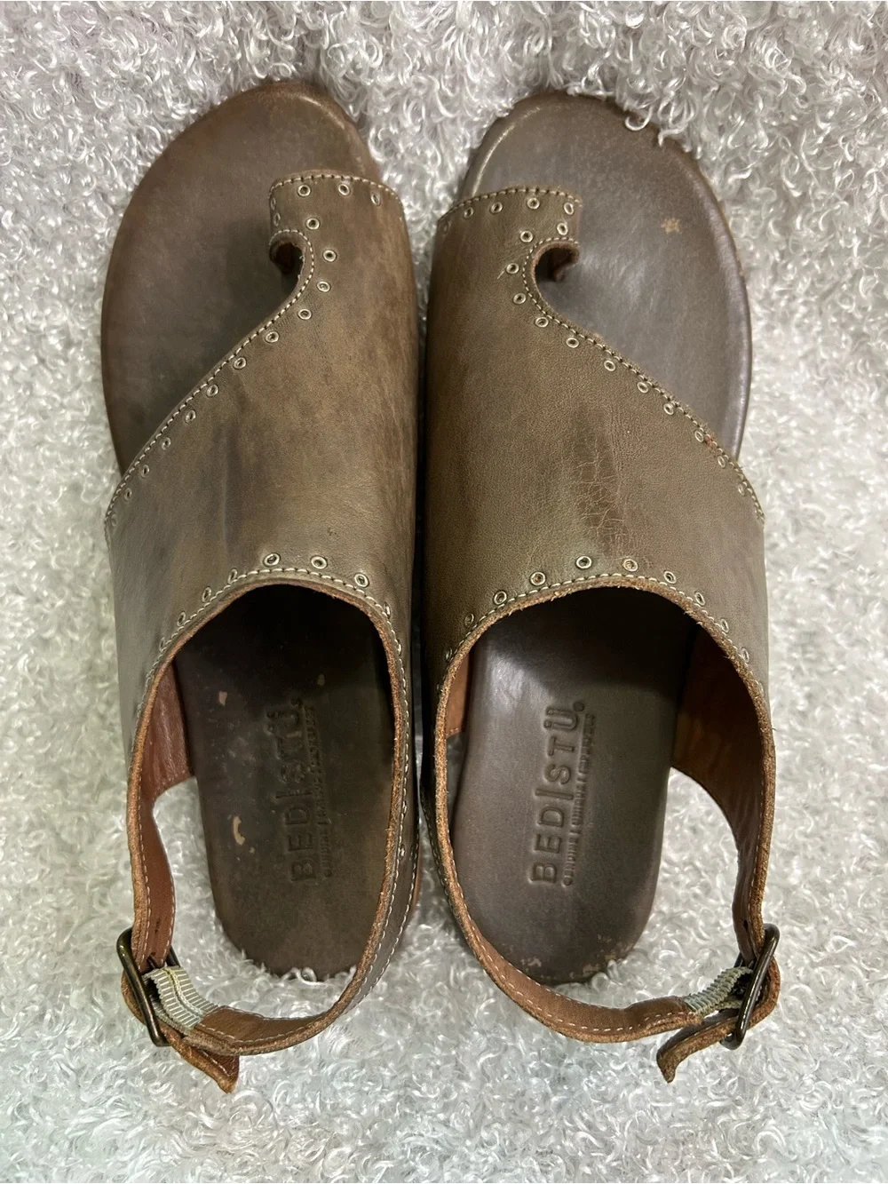 Bed Stu Rustic Taupe Studded Detail Sandals